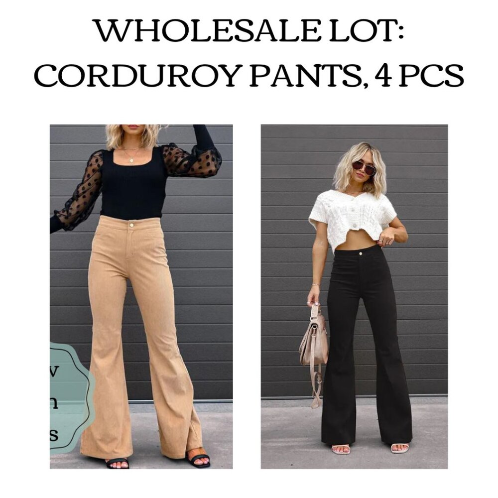 Wholesale Lot -Cords - Black and Khaki - Retro 70's Style - 4 Pieces - Reseller